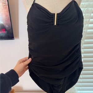 Calvin Klein Black One-Piece Swimsuit with Gold Accent